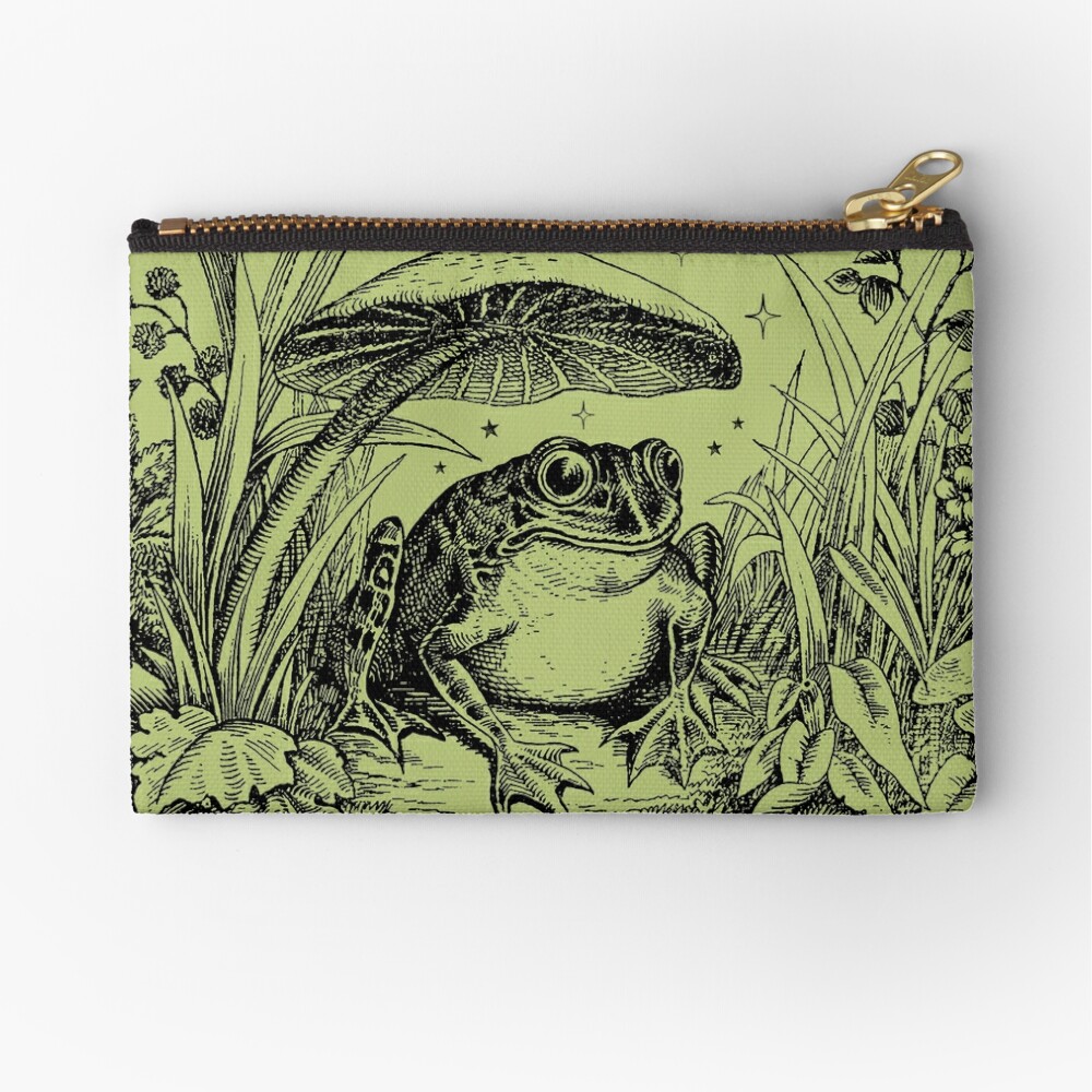 Cute Cottagecore Aesthetic Frog Mushroom Moon Witchy Vintage Pastel Green Dark Academia