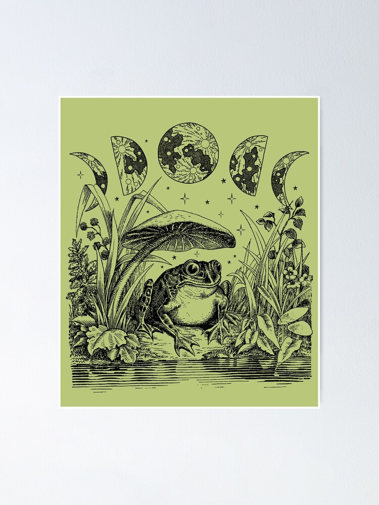 Cute Cottagecore Frog with Mushroom and Moon: A Witchy Vintage Pastel Green  Aesthetic Infused with Dark Academia, Goblincore Witchcraft, Emo Grunge  Fantasy, and Fairycore Toadstool Pond Poster for Sale by MinistryOfFrogs