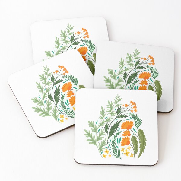 Item preview, Flat illustration of grass and flower fields. A bouquet of wormwood, fennel, dandelion and St. Johns wort on a dark green background. designed and sold by Veleri.