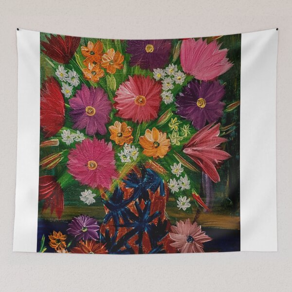 Item preview, Some abstract mixed flowers in a metallic  bronze  and green leaf vase  designed and sold by kkartwork.