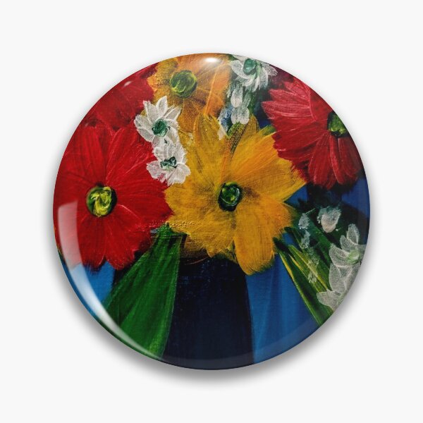 Item preview, Some abstract mixed flowers in a metallic vase  designed and sold by kkartwork.