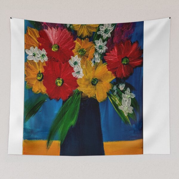 Item preview, Some abstract mixed flowers in a metallic vase  designed and sold by kkartwork.