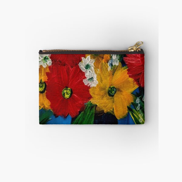 Item preview, Some abstract mixed flowers in a metallic vase  designed and sold by kkartwork.