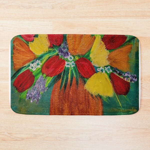 Item preview, tulips with some carnation in abstract style in gold in a gold vase designed and sold by kkartwork.
