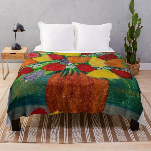 Item preview, tulips with some carnation in abstract style in gold in a gold vase designed and sold by kkartwork.