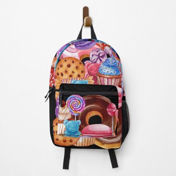 Item preview, Beautiful watercolor sweets for your sweetheart. Colorful watercolor sweets and fruits, for the active person in your life, yummy sweets and treats on a gym backpack, love it. designed and sold by Orianah.