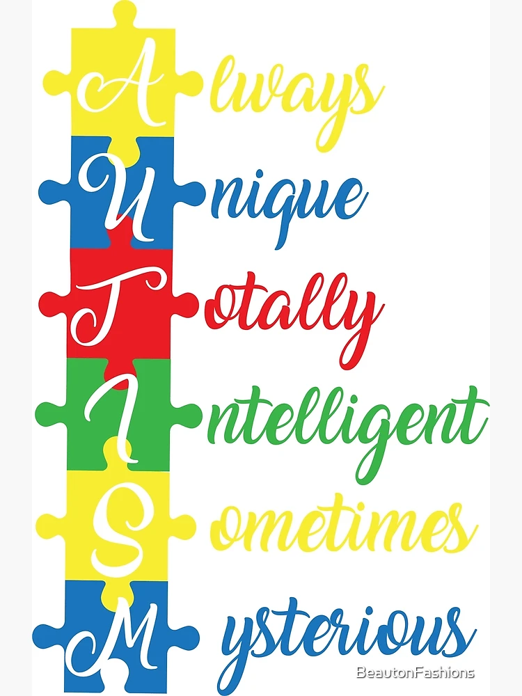 Autism Awareness Poster, Amazing, Unique, Thoughtful, Intelligent