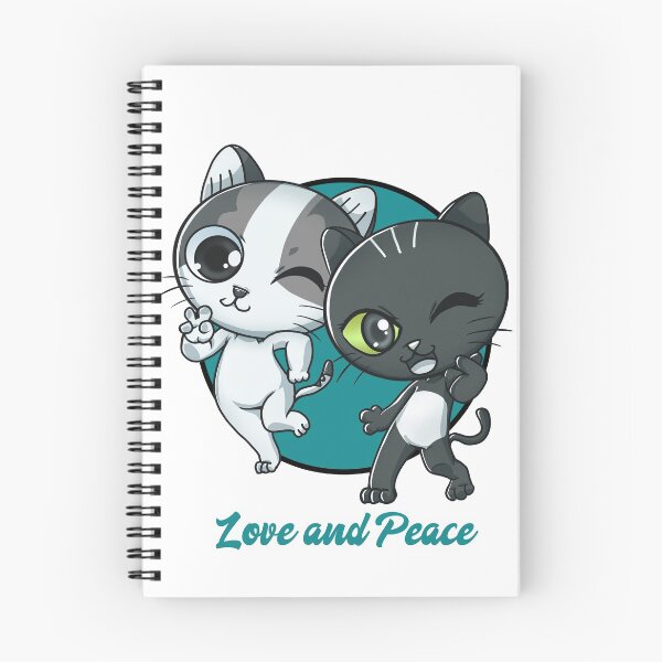 Item preview, Love and Peace - two cheeky cats by Cute Kawaii Art designed and sold by CuteKawaiiArt.