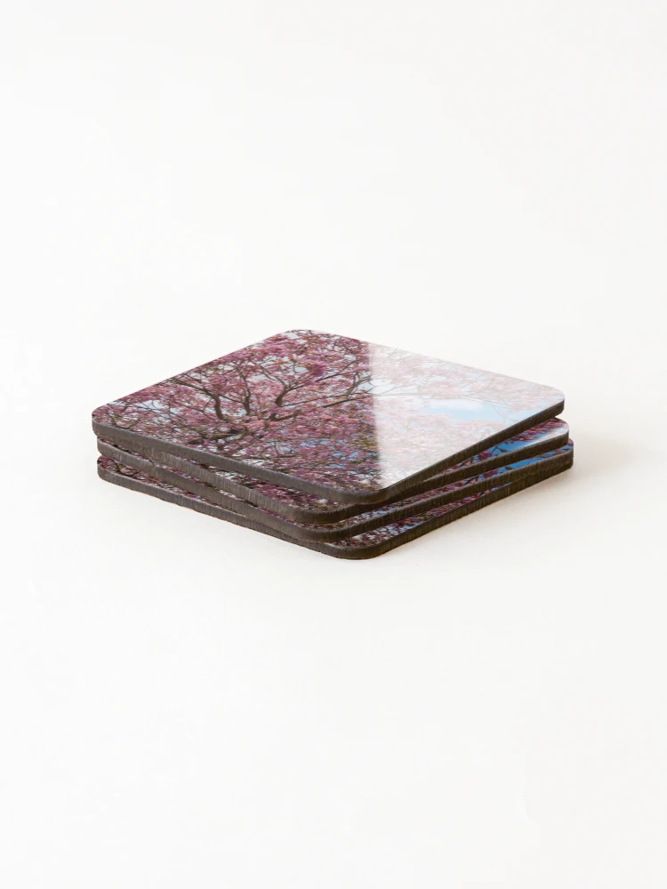 Thumbnail 4 of 5, Coasters (Set of 4), Pink Tree designed and sold by Ruth Curtis.