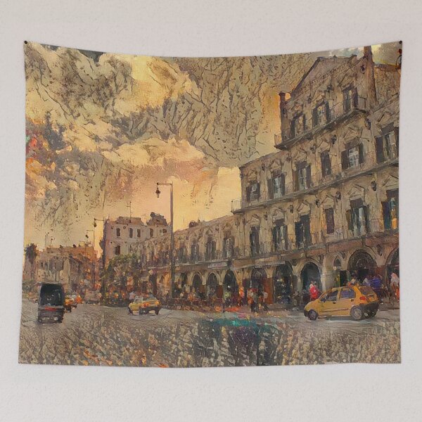 Item preview, Una fachada de Aleppian con calle - Cortes designed and sold by Homsalgia.