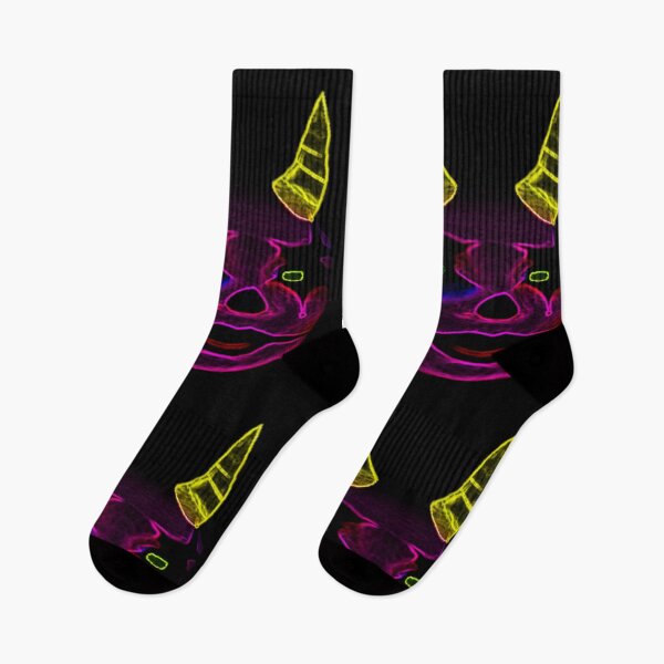Item preview, neon clown with yellow horns designed and sold by FACELESS MONKEY.