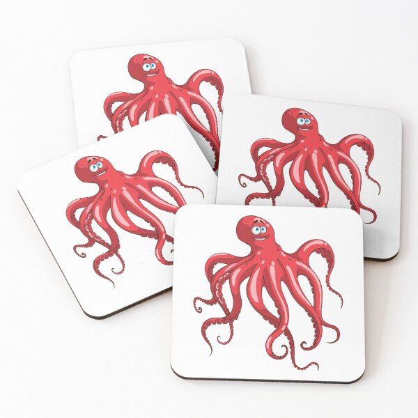 Item preview, Afraid red octopus designed and sold by treasure-crafts.