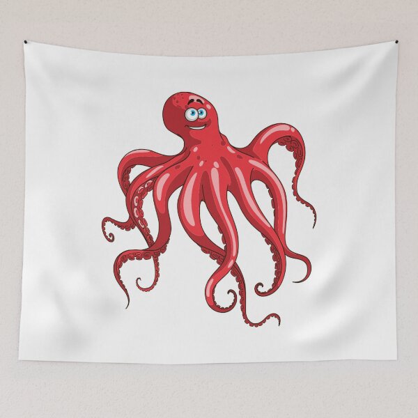 Item preview, Afraid red octopus designed and sold by treasure-crafts.