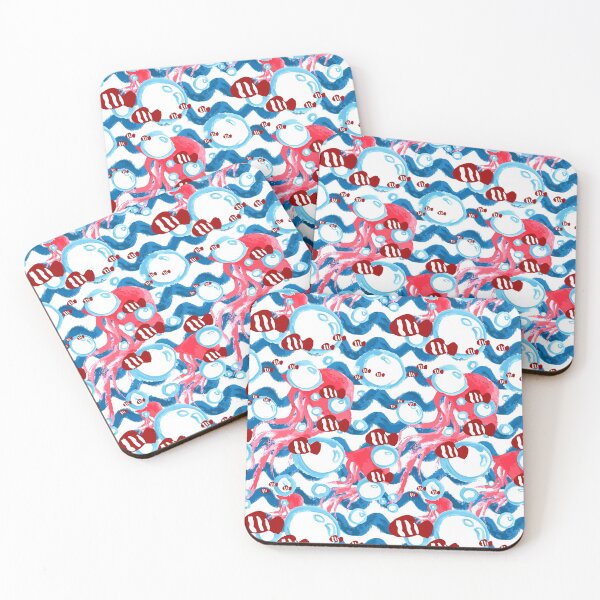 Item preview, Clown Fish, Jellyfish, Waves and Bubbles Pattern designed and sold by HankeDoodle.