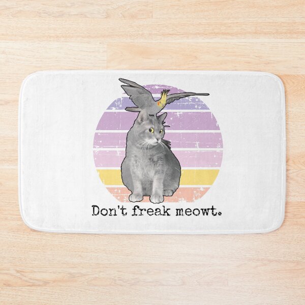 Item preview, Don't freak meowt. Cat and Cockatiel bird designed and sold by auntfluffy.