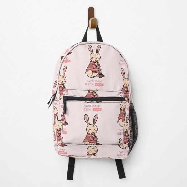 Item preview, Cute Pink Bunny Eating a Cookie Dipped in some nice Warm Coffee [Some Bunny Needs Coffee] designed and sold by Wildlife Apparels Inc..