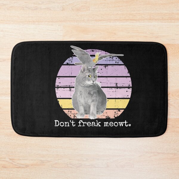 Item preview, Don't freak meowt. Funny cat and bird pun  designed and sold by auntfluffy.