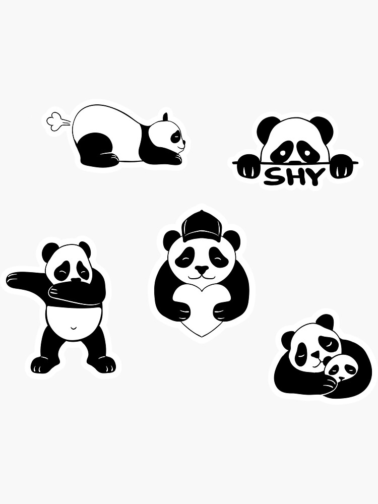 Cute Pandas Sticker Set Sticker For Sale By Lifos Redbubble 