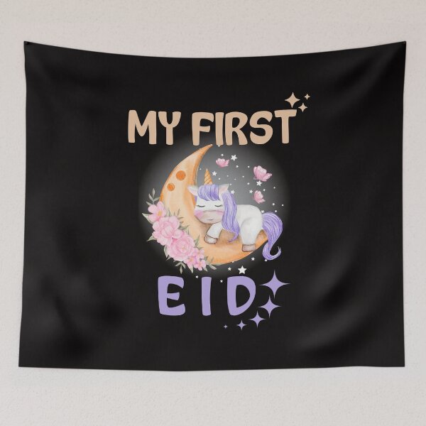 Item preview, My first eid unicorn Moon Arabic Calligraphy Ramadan Karim designed and sold by Live  Today.