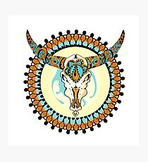Decorative vector elelement with bull scull Photographic Print
