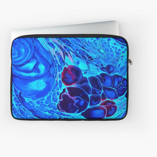 Abstract Neon Sea Turtle Pour Painting Laptop Sleeve