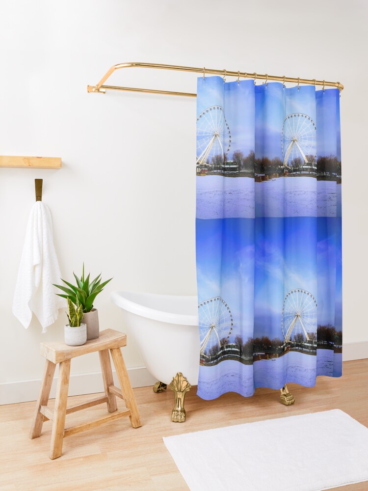 Alternate view of Ferris Wheels By Yannis Lobaina Shower Curtain