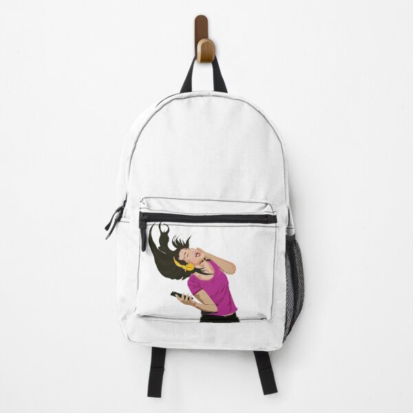 Item preview, Happy and fun girl listening to music with smartphone and headphones designed and sold by deeplaxman.