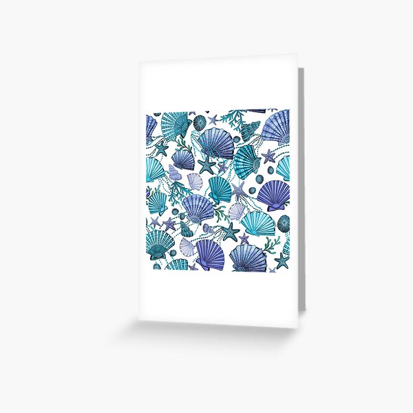 starfish blue seashells on white Greeting Card