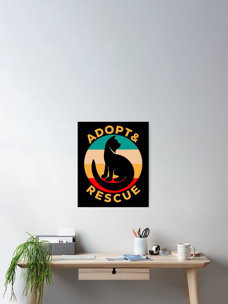 Imagen 2 de 3, Póster con la obra Cat Adopt and Rescue - Retro Vintage Sunset, diseñada y vendida por HalpinDesign.