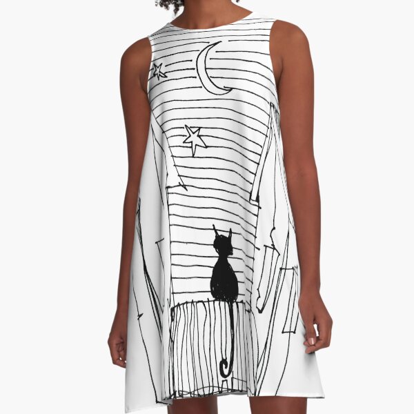 Cat and moon A-Line Dress