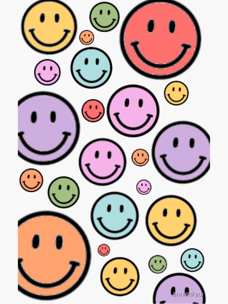 Rainbow Smiley Face // Happy Face Sticker for Sale by anniedrew