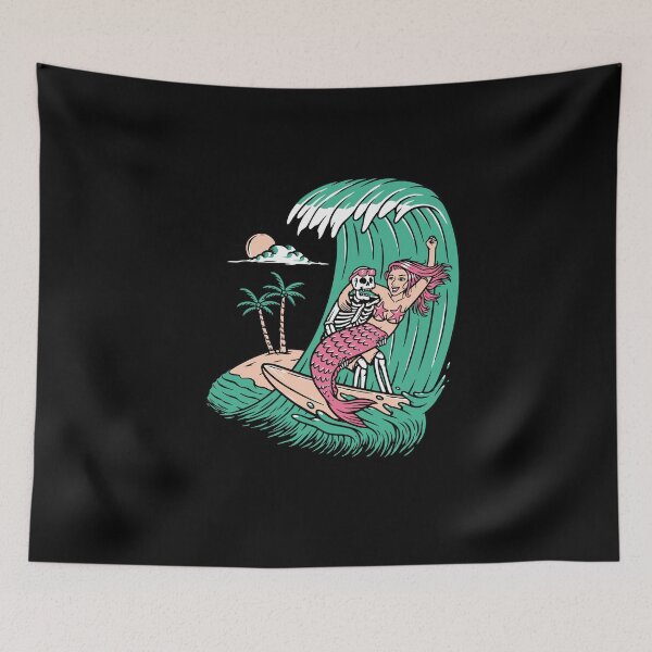 Item preview, surf skull with mermaid design designed and sold by Picspot.