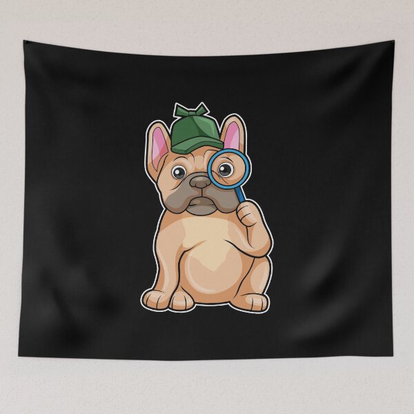 Item preview, French bulldog as Detective with Magnifying glass designed and sold by Snabdesign84.