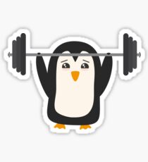 Penguin Weightlifting Sticker