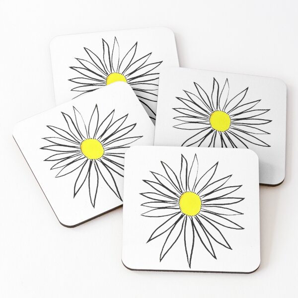 Item preview, Daisy Yellow Coneflower White Petals Hand Drawn designed and sold by H3designs.