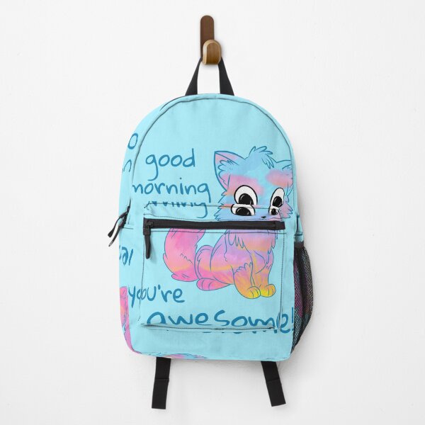 Item preview, “Good Morning, you’re awesome” Cute Cat - blue designed and sold by TwistedEarth.