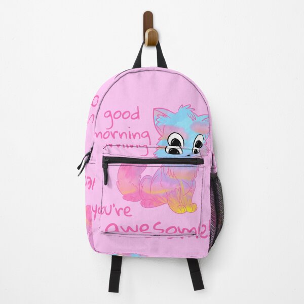 Item preview, “Good Morning, you’re awesome” Cute Cat - pink designed and sold by TwistedEarth.
