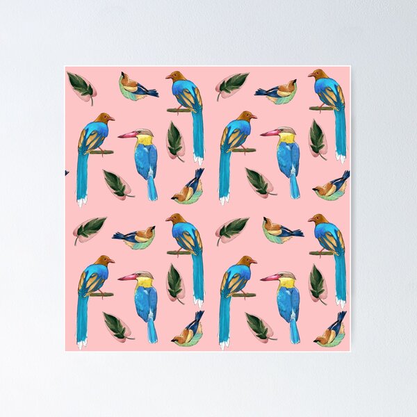 Item preview, Colorful Bird of Paradise Tropical Exotic Bird Pattern Vacation Summer Pink Pattern designed and sold by Gs-arts.