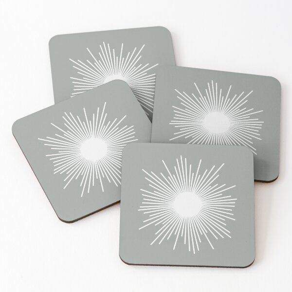 Item preview, Mid Century Modern Minimalist Sunburst - Retro Sun in Grey and White designed and sold by kierkegaard.