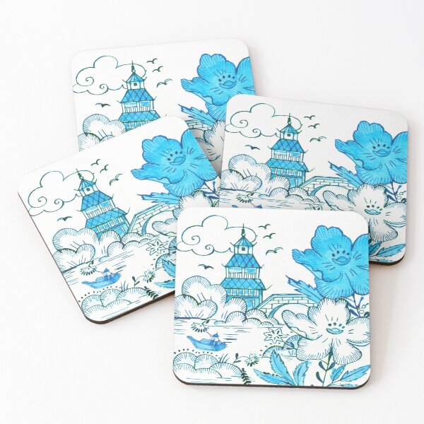 Item preview, Pagoda pavilion fisherman chinoiserie scene designed and sold by Yunihadi.