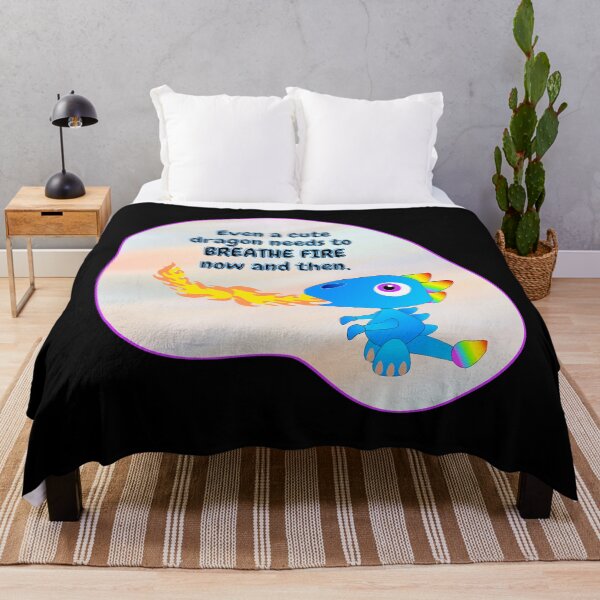 Item preview, Cute Blue Firebreathing Dragon with Rainbow Back designed and sold by ittybittyowl.