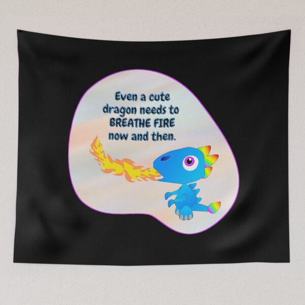 Item preview, Cute Blue Firebreathing Dragon with Rainbow Back designed and sold by ittybittyowl.