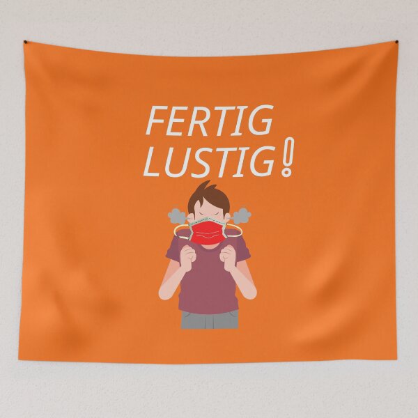 Item preview, Fertig Lustig facemask designed and sold by Myōhō Print Co..