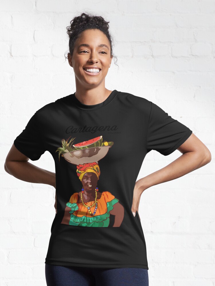 Fruit vendor or Palenquera from Cartagena Colombia. | Active T-Shirt