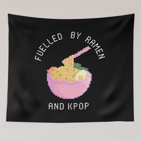 Item preview, FUELLED BY RAMEN AND KPOP Cute Funny Pastel Pixel Art designed and sold by SugarSaint.