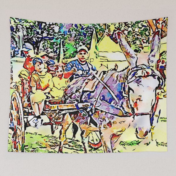 Item preview, The donkey pulls the Sicilian cart with the children designed and sold by Giuseppe Cocco.