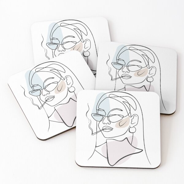 Item preview, OneLine smoking woman in sunglasses designed and sold by OneLine24.