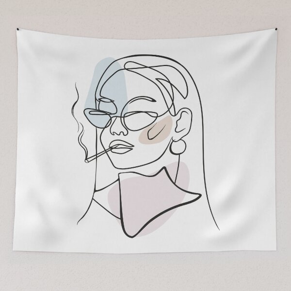 Item preview, OneLine smoking woman in sunglasses designed and sold by OneLine24.