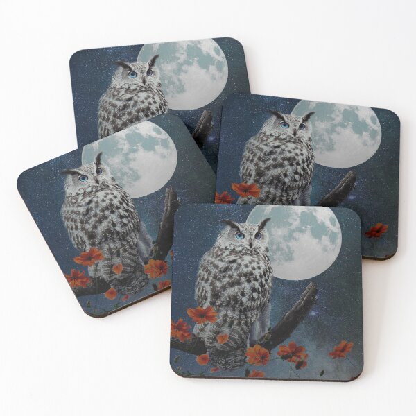 Item preview, Owl with full moon designed and sold by Susanne Margarete Lutz.