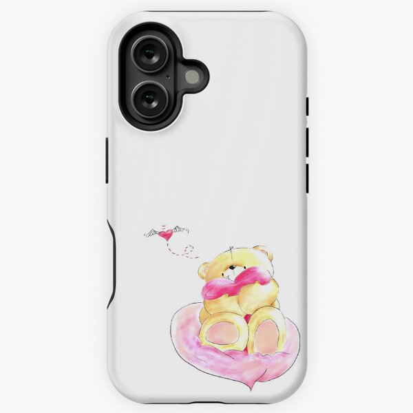 Vista previa del artículo con la obra «Cute Forever Friends Bear sosteniendo una almohada de corazón», diseñado y vendido por Lavenna.